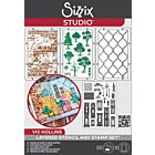 Sizzix Studio Clear Stamps Set 20PK w/3PK Stencils City Life by Vic Hollins