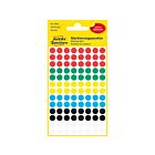 Avery etiket Zweckform 8mm rond blister a 416 etiketjes assorti