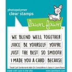 Lawn Fawn 2x3 clear stamp set treat cart sentiment add-on: smoothies 'n juice