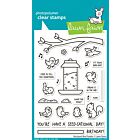 Lawn Fawn 4x6 clear stamp set backyard bird feeder