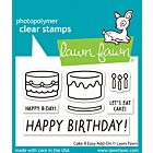 Lawn Fawn 2x3 clear stamp set cake it easy add-on