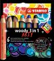 STABILO woody 3 in 1 - multitalent potlood - ARTY etui 6 kleuren + puntenslijper