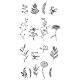 Sizzix Clear Stamp Set Garden Botanicals 17pcs 
