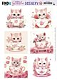 Scenery Push out - Berries Beauties - Kitten in Cup -Square
