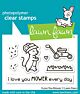 Lawn Fawn 2x3 clear stamp set i love you mower